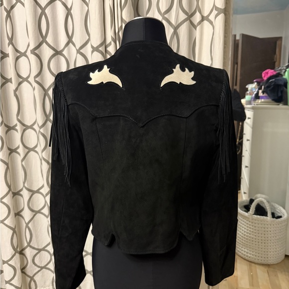 Vintage 70s PIONEER Black Leather Jacket with Fringe - Picture 2 of 6